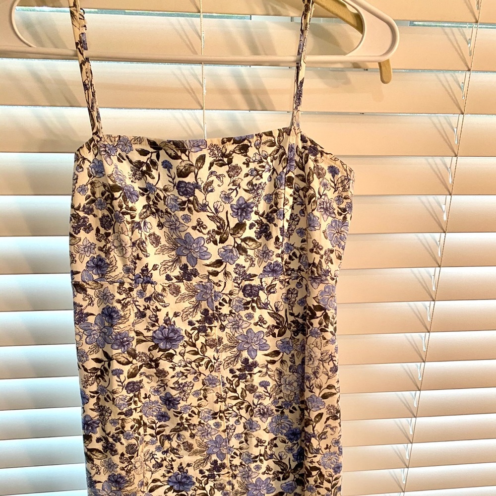 Floral mini dress denim